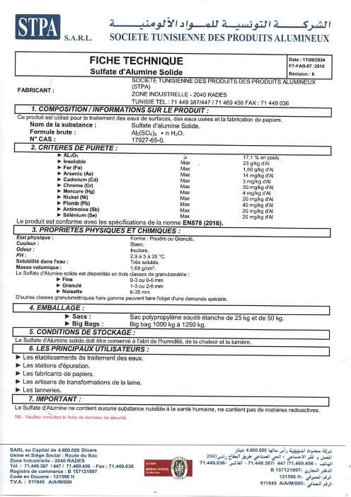 Fiche Technique Sulfate Solide STPA