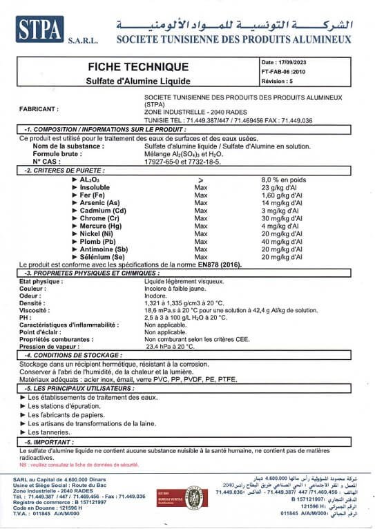 Fiche Technique Sulfate Liquide STPA